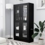 Vitrina de madera contrachapada negro 82,5x30,5x150 cm
