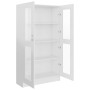 Vitrina de madera ingeniería blanco brillo 82,5x30,5x150 cm