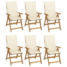 Sillas de jardín plegables 6 uds y cojines madera maciza acacia