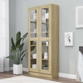 Vitrina de madera de ingeniería roble Sonoma 82,5x30,5x185,5 cm