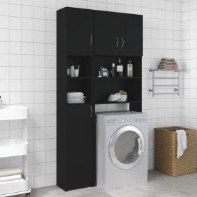 Armario de baño madera de ingeniería negro 32x25,5x190 cm Armario de baño madera de ingeniería negro 32x25,5x190 cm
