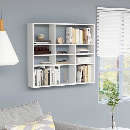 Estantería de pared madera contrachapada blanco 90x16x78 cm