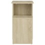 Mesa auxiliar de madera contrachapada color roble 36x30x56 cm