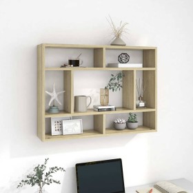Estantería de pared madera contrachapada color roble 75x16x55cm
