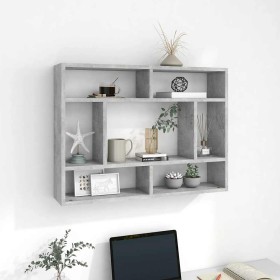 Estantería de pared contrachapada gris hormigón 75x16x55 cm