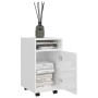 Armario auxiliar ruedas contrachapada blanco brillo 33x38x60 cm