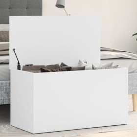 Baúl de almacenamiento madera contrachapada blanco 84x42x46 cm Baúl de almacenamiento madera contrachapada blanco 84x42x46 cm