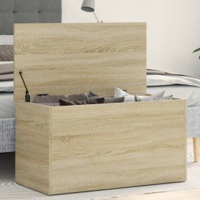 Baúl de almacenaje madera contrachapada color roble 84x42x46cm Baúl de almacenaje madera contrachapada color roble 84x42x46cm