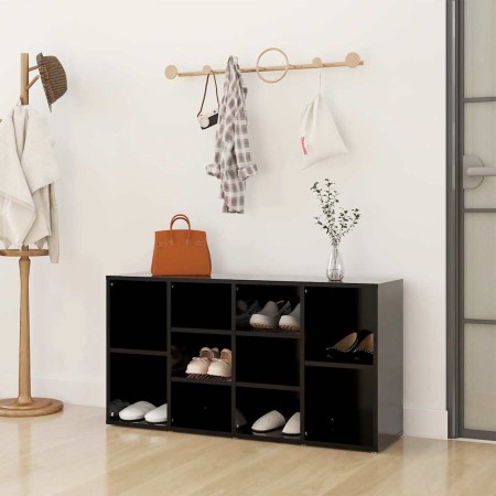 Banco zapatero de madera contrachapada negro 103x30x55 cm en Zapateros y organizadores de calzado | Comprar online en Foro24