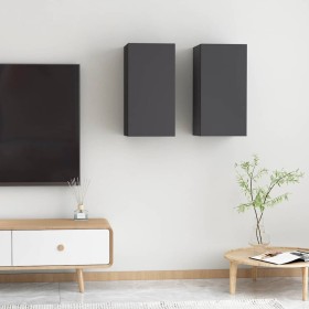 Muebles para TV 2 uds madera contrachapada gris 30,5x30x60 cm