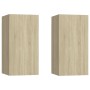 Mueble de TV 2 uds madera contrachapada roble 30,5x30x60 cm