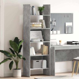 Estantería de madera contrachapada gris hormigón 60x35x180 cm