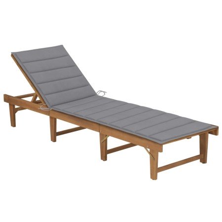Tumbona plegable con cojín madera maciza de acacia en Tumbonas | Comprar online en Foro24