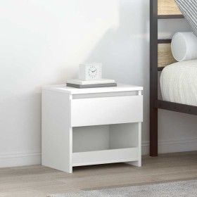 Mesita de noche de madera contrachapada blanco 40x30x39 cm Mesita de noche de madera contrachapada blanco 40x30x39 cm