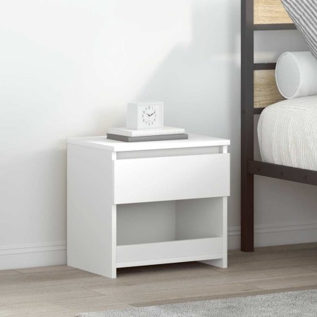 Mesitas de noche 2 uds madera contrachapada blanco 40x30x39 cm