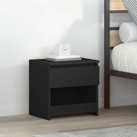 Mesita de noche de madera contrachapada negro 40x30x39 cm Mesita de noche de madera contrachapada negro 40x30x39 cm