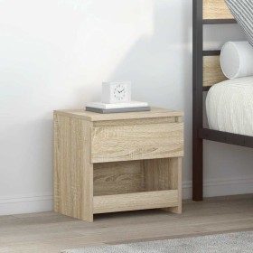 Mesita de noche madera contrachapada color roble 40x30x39cm Mesita de noche madera contrachapada color roble 40x30x39cm