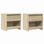 Mesitas de noche 2 uds madera contrachapada roble 40x30x39 cm