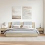 Mesitas de noche 2 uds madera contrachapada roble 40x30x39 cm