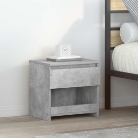 Mesita de noche madera ingeniería gris hormigón 40x30x39 cm Mesita de noche madera ingeniería gris hormigón 40x30x39 cm