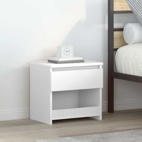 Mesita de noche madera contrachapada blanco brillo 40x30x39 cm Mesita de noche madera contrachapada blanco brillo 40x30x39 cm