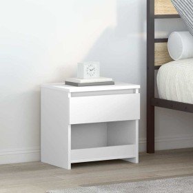 Mesita de noche madera contrachapada blanco brillo 40x30x39 cm Mesita de noche madera contrachapada blanco brillo 40x30x39 cm