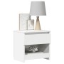 Mesita de noche madera contrachapada blanco brillo 40x30x39 cm