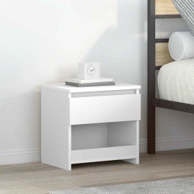 Mesitas de noche 2 uds contrachapada blanco brillo 40x30x30 cm Mesitas de noche 2 uds contrachapada blanco brillo 40x30x30 cm