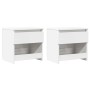 Mesitas de noche 2 uds contrachapada blanco brillo 40x30x30 cm
