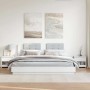 Mesitas de noche 2 uds contrachapada blanco brillo 40x30x30 cm