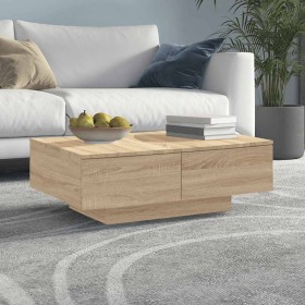 Mesa de centro madera contrachapada color roble 90x60x31 cm