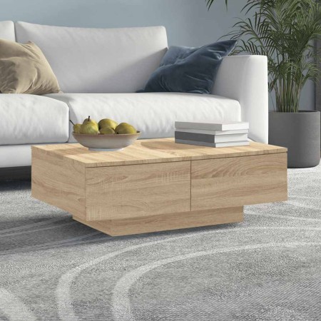 Mesa de centro madera contrachapada color roble 90x60x31 cm
