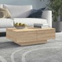 Mesa de centro madera contrachapada color roble 90x60x31 cm