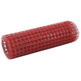 Alambrada de gallinero acero revestimiento PVC rojo 25x0,5 m