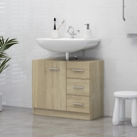 Armario para lavabo madera contrachapada color roble 63x30x54cm Armario para lavabo madera contrachapada color roble 63x30x54cm