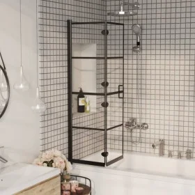 Folding shower screen ESG black 80x140 cm by vidaXL, shower doors - Ref: Foro24-150743, Price: 135,37 €, Discount: %