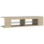 Mueble de TV con luces LED roble Sonoma 135x39x30 cm