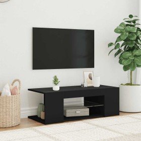 Mueble de TV con luces LED negro 90x39x30 cm