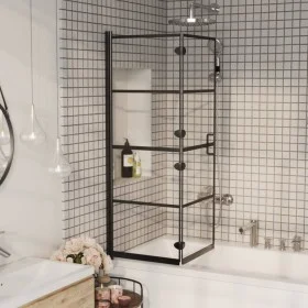 Folding shower screen ESG black 100x140 cm by vidaXL, shower doors - Ref: Foro24-150744, Price: 137,89 €, Discount: %