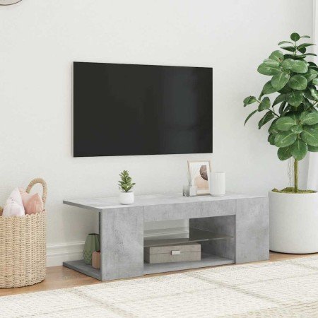 Mueble de TV con luces LED gris hormigón 90x39x30 cm