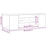 Mueble de TV con luces LED gris hormigón 90x39x30 cm