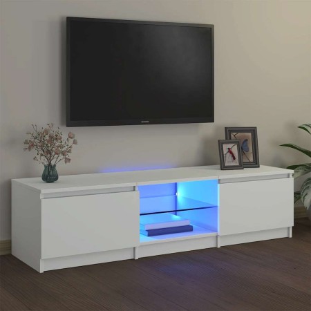 Mueble para TV con luces LED blanco 140x40x36 cm en Muebles TV | Comprar online en Foro24