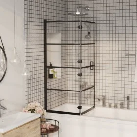 Folding black ESG shower screen 120x140 cm by vidaXL, shower doors - Ref: Foro24-150745, Price: 170,78 €, Discount: %