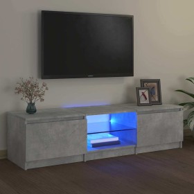 Mueble de TV con luces LED gris hormigón 140x40x36 cm