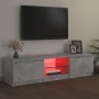 Mueble de TV con luces LED gris hormigón 140x40x36 cm