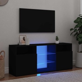 Mueble de TV con luces LED negro 120x30x50 cm