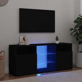 Mueble de TV con luces LED negro 120x30x50 cm