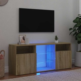 Armario TV con luces LED roble Sonoma 120x30x50 cm