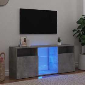Mueble de TV con luces LED gris hormigón 120x30x50 cm