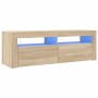 Mueble de TV con luces LED roble Sonoma 120x35x40 cm en Muebles TV | Comprar online en Foro24